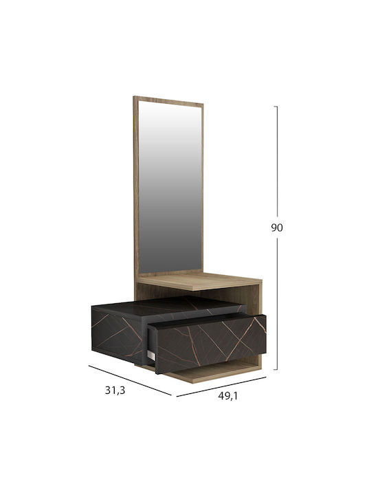 Maira Entry Furniture with Mirror Σονόμα-black Marble 49.1x31.3x90cm