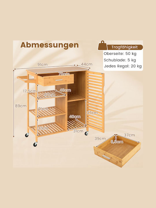 Costway Kitchen Trolley Plastic