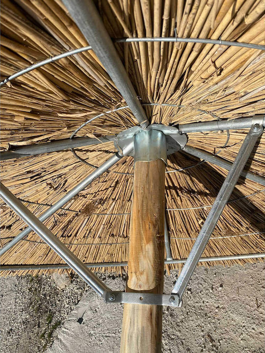 Professional Wicker Wooden Light Blue Parasol 3x3m