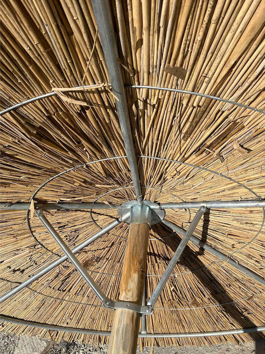 Professional Wicker Wooden Light Blue Parasol 3x3m