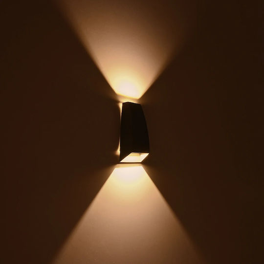 kelvo Flux Wall-Mounted Outdoor Spot Light LED IP65 6W with Warm White Light 5x8.5x17εκ.