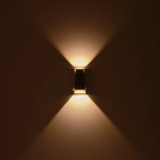 kelvo Flux Wall-Mounted Outdoor Spot Light LED IP65 6W with Warm White Light 5x8.5x17εκ.