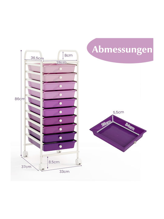 Drawers Storage Made of Metal & Plastic L33xW37xH86cm