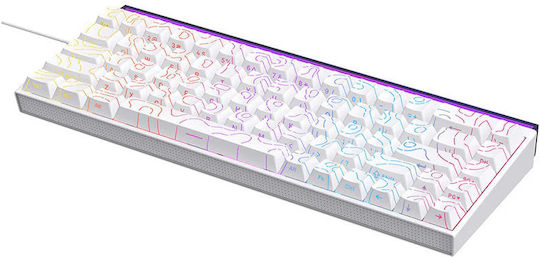 Ajazz NK68 Gaming Μηχανικό Πληκτρολόγιο 65% με Custom Red διακόπτες και RGB φωτισμό (Αγγλικό US) White Contours