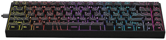 Ajazz NK68 Gaming Mechanical Keyboard 65% with Custom Red switches and RGB lighting (English US) Black Contours