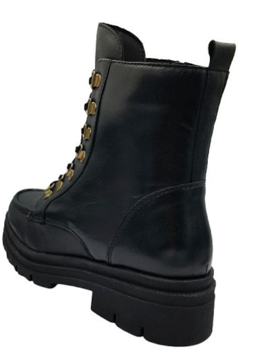 Leder Stiefeletten Damen Schwarz