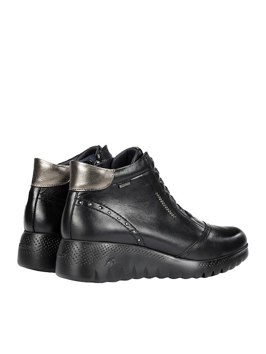 Leder Stiefeletten Damen Schwarz