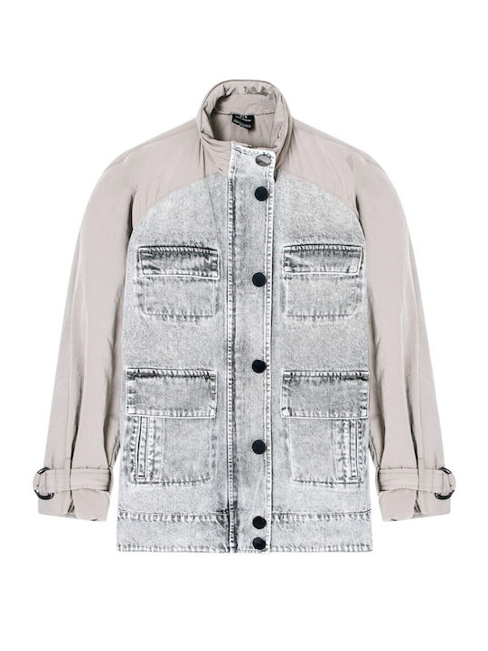Langes Damen Jean Jacke Braun