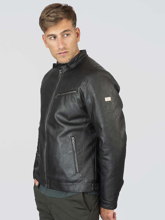 Faux Leather Jacket Biker Black