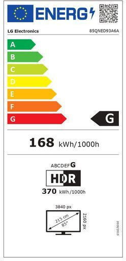 LG Smart Τηλεόραση 85" 4K UHD Mini LED Evo AI QNED93 HDR (2025) 85QNED93A6A