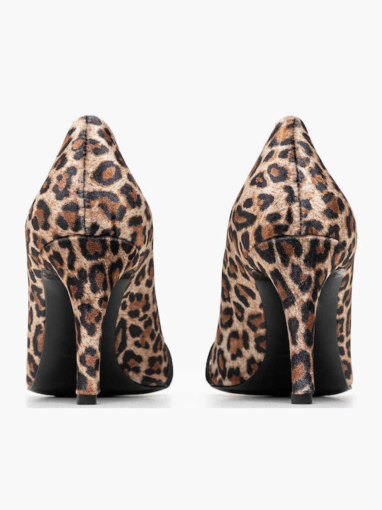 Semiramis Δερμάτινες Γόβες Animal Print Καφέ