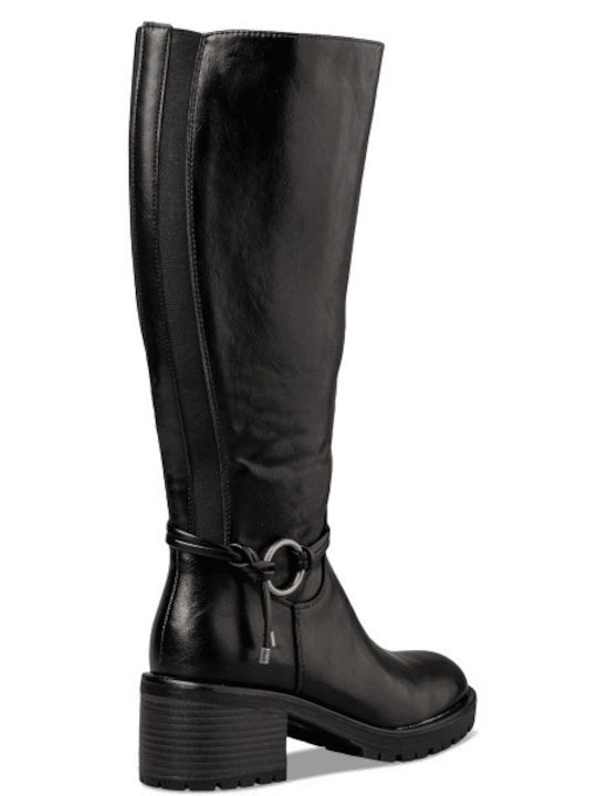 Synthetic Leather Riding Boots Black