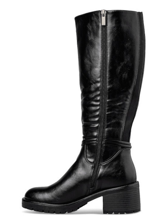 Synthetic Leather Riding Boots Black