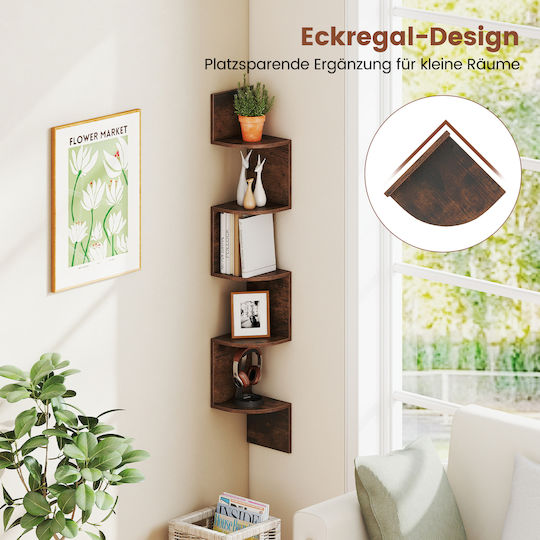 Eckiges Wandregal Braune Farbe 20x20x126cm