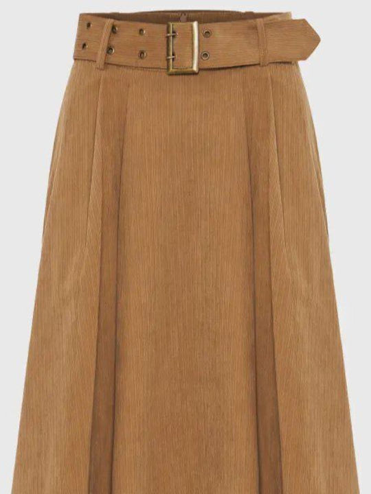 High-waisted Midi Skirt Hazelnut