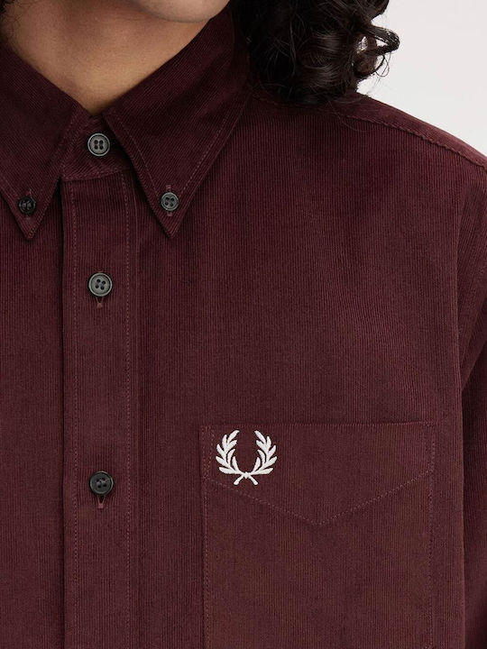 Long-sleeved Corduroy Shirt Oxblood