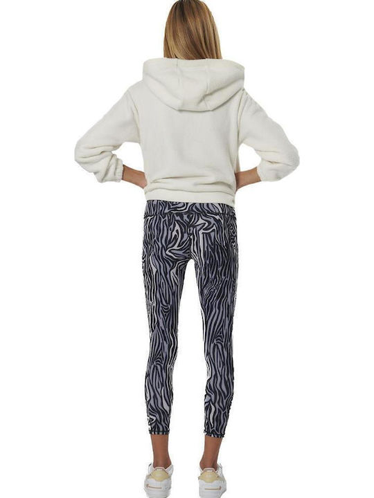 Women's Cropped Leggings Khaki Zebra