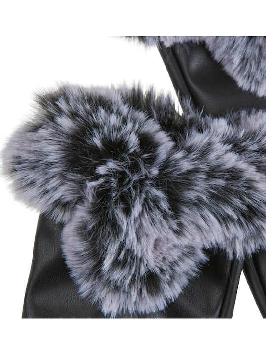 Women's Fleece Gloves with Fur Black