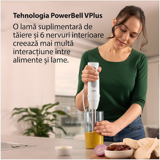 Braun MultiQuick 5 Ръчен Блендер с Неръждаема Пръчка 1000W Бял