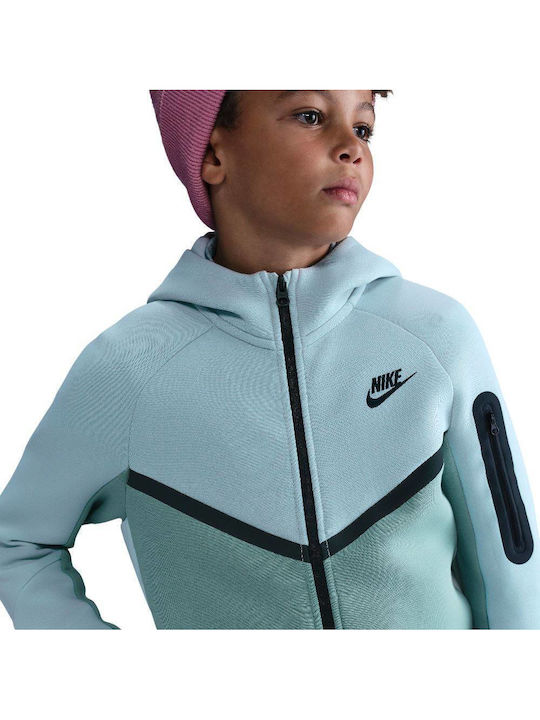 Athletic Kids Cardigan Fleece with Hood Silver / Blue Sportswear