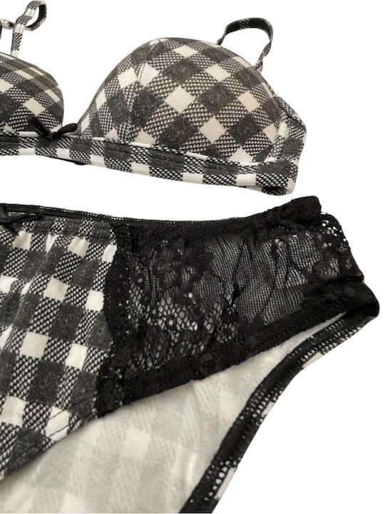 Jadea Dantelat Set de Lenjerie Sutien cu Slip Black.