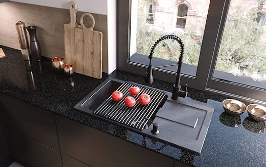 GraniteQ Christian 116 Chiuvetă Bucătărie Drop-In Din Granit Lichid L60xL45cm Gri