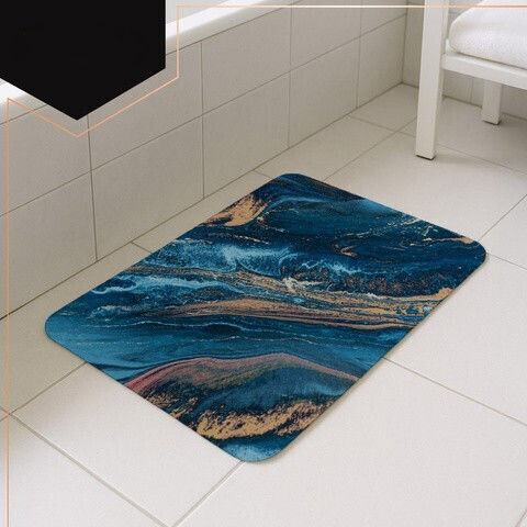 Rutschfest Badematte Synthetisch,Polyester/Cotton/Leather Rechteckig ZY12593QWS59 Turquoise/gold 60x40cm