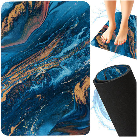 Rutschfest Badematte Synthetisch,Polyester/Cotton/Leather Rechteckig ZY12593QWS59 Turquoise/gold 60x40cm