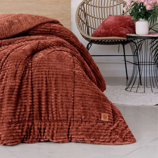 Cottonbox Двоен 215x195бр Wave Wave Brick Red