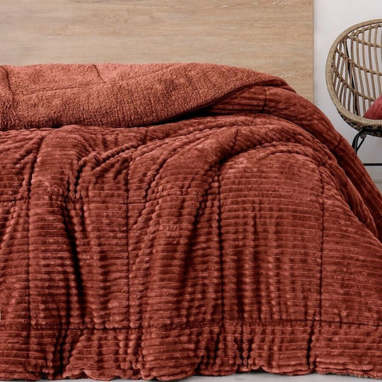 Cottonbox Bettdecke Doppelbett 215x195cm Wave Wave Brick Red