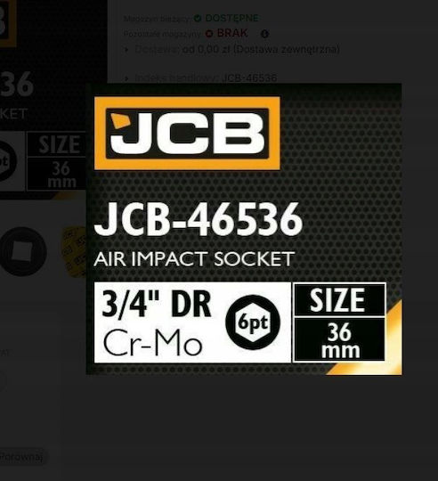 JCB Socket with Frame Host 3/4" Diameter 36mm