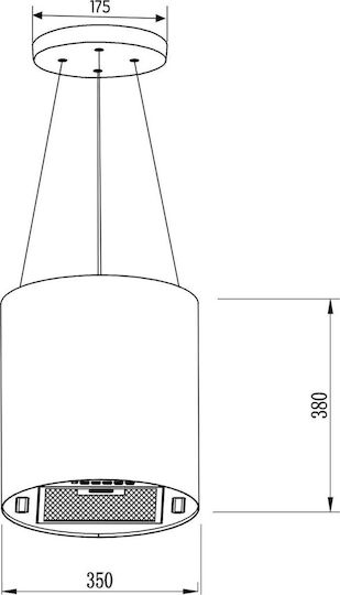 Berdsen Απορροφητήρας Νησίδα 35cm Γκρι