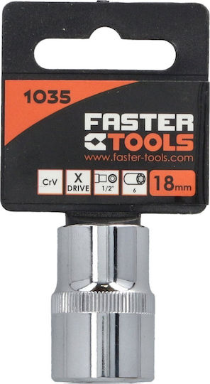 Faster Tools Nuss mit Vierkant-Antrieb HEX, 1/2" Durchmesser 1/2" / 16 1Stück