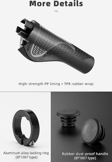 Rockbros Bt1007b Bicycle Grips Rubber Black