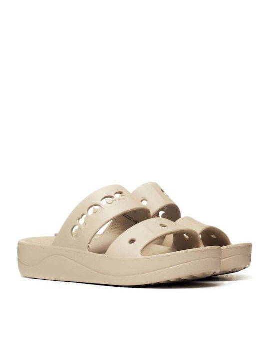 Baya Flip Flops in Sandal Style with Platform in Beige Colour