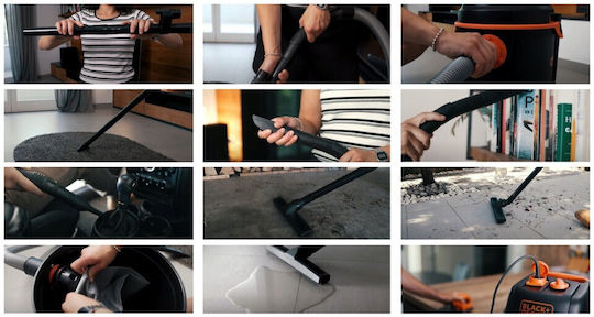 Black & Decker Σκούπα Υγρών / Στερεών 1200W με Πλαστικό Κάδο 20lt