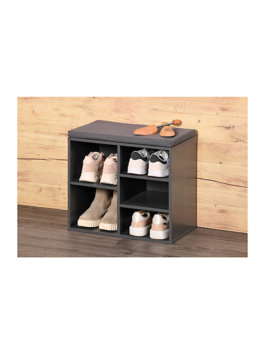 Wooden Shoe Organizer with 5 Shelves Gray 51.5x29.5x48cm