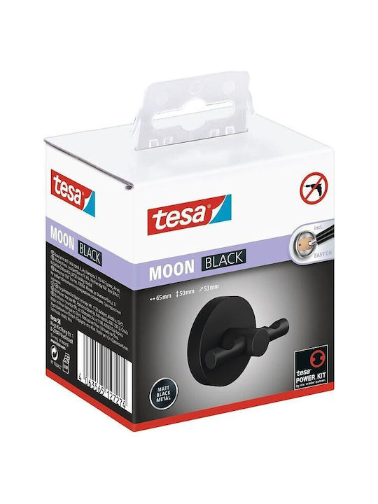 Tesa Double Wall-Mounted Bathroom Hook Black