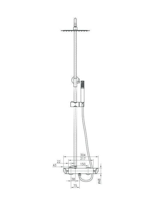 Deante Adjustable Shower Column with Mixer Gray