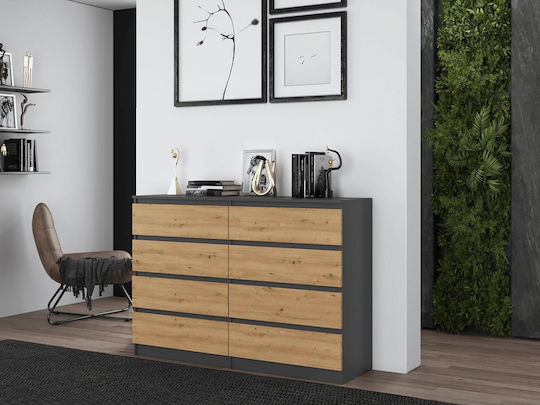 Wooden Chest of Drawers with 8 Drawers ANT/ART 138x40x97cm