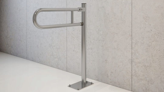 Gebogener Klapphandlauf Ø 32mm Bodengeschraubt Aus Aisi 304 Edelstahl Polierte Oberfläche Option Zur Montage von Toilettenpapierhalter Pbpx Abmessung 600 Mm