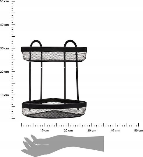 Atmosphera Raft De Baie Colțar Montat Pe Perete Metalic Cu 2 Rafturi 22.2x22.2x33.7cm Neagră