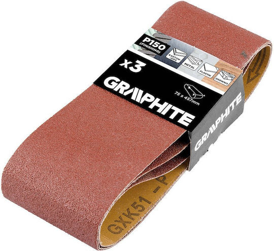Graphite Tαινία Λείανσης Κ150 / K150 75x457mm Σετ 3τμχ
