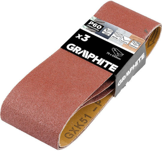 Graphite Sanding Belt K60 75x533mm Set 3pcs