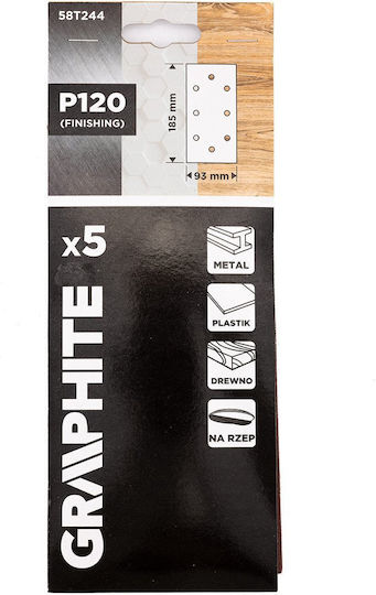 Graphite Sandpaper K120 with Holes 93x185mm Set 5pcs