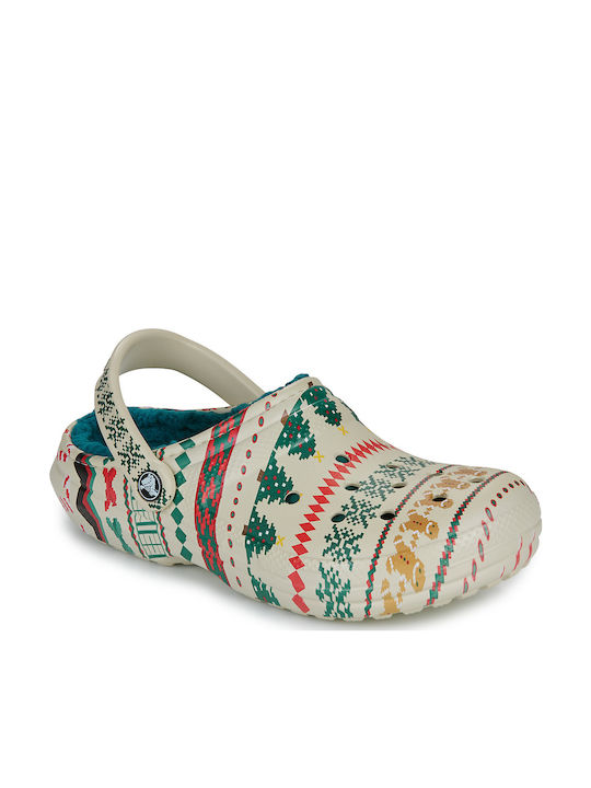Crocs Classic Lined Γυναικεία Σαμπό Μπεζ Crocs Classic Lined Γυναικεία Σαμπό Μπεζ