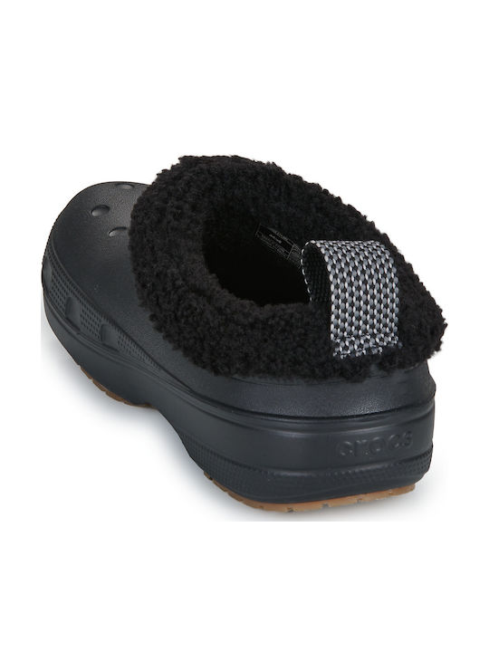 Crocs Класически Анатомични Дамски Сандали с Козина Черни