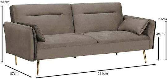 Flick Dreisitzer Sofa Bett Braun 211x87x81cm