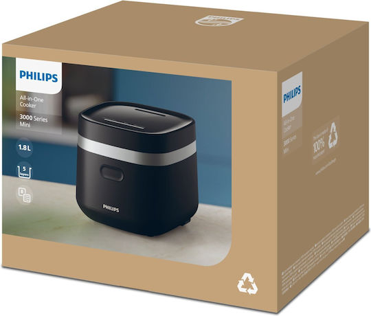 Philips Multifunktionskocher 650W mit Kapazität 1.8Es Schwarzer