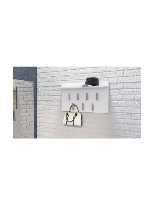 Topeshop Wooden Wall Hanger 7 Hooks White